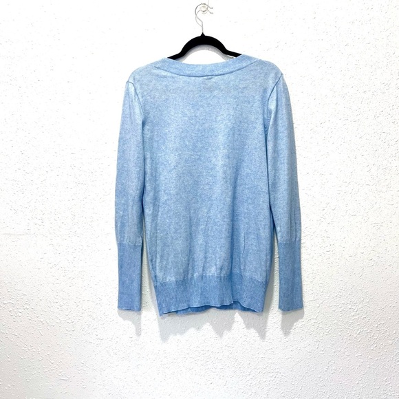 Light Blue cashmere cotton V-Neck Women's Sweater L - Picture 4 of 6